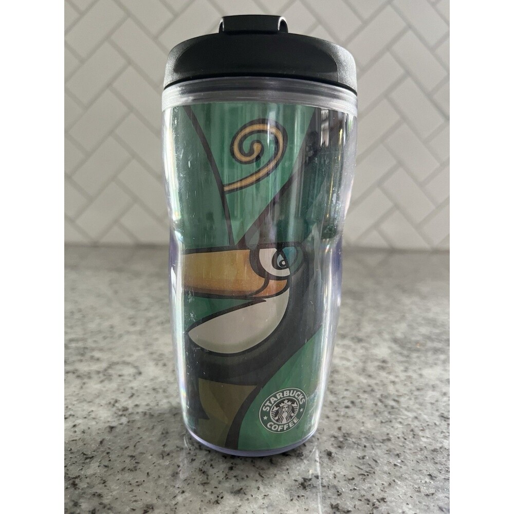 Starbucks 2004 Toucan Jungle 8 oz Tumbler Travel Cup With Lid Tropical Bird